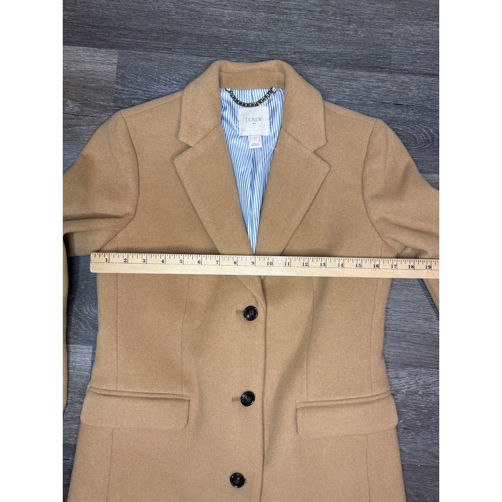 J.Crew Womens Camel Tan Wool Blend Notch Lapel 3-Button Topcoat Jacket Size 2 - Picture 10 of 12